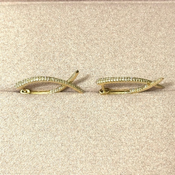 Diamond Loop Hoop Earrings - Picture 5 of 7